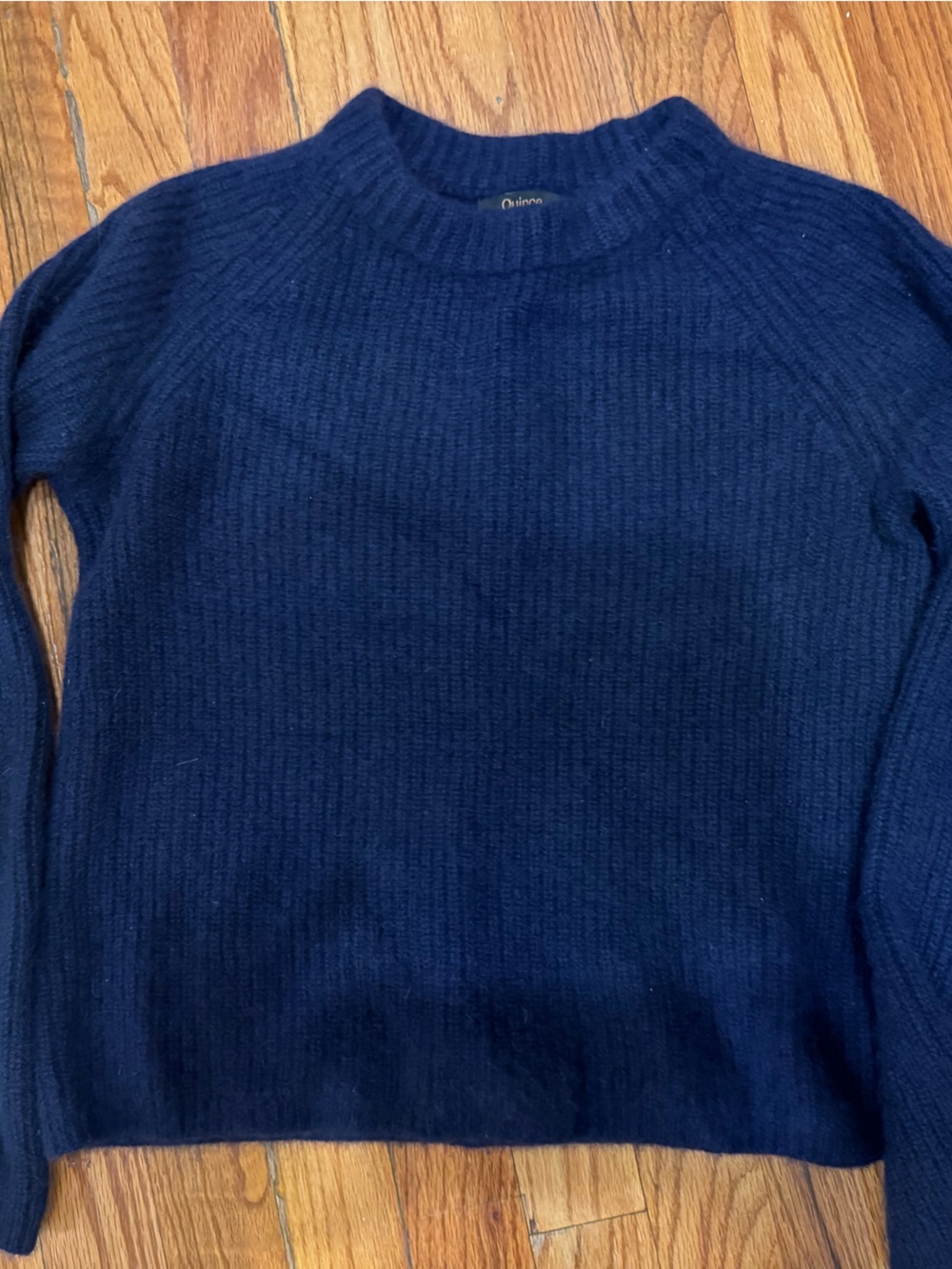 Quince Navy Ribbed Crewneck Sweater